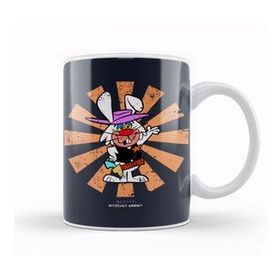 Baskı Dükkanı Ricochet Rabbit Retro Japanese Porselen 330 ml Beyaz Kupa Bardak