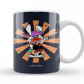 Baskı Dükkanı Ricochet Rabbit Retro Japanese Porselen 330 ml Beyaz Kupa Bardak