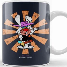 Baskı Dükkanı Ricochet Rabbit Retro Japanese Porselen 330 ml Beyaz Kupa Bardak