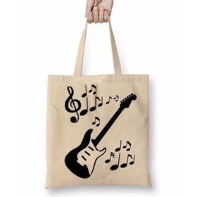 Baskı Dükkanı Ritmik Gitar Müzik Nota Bez Çanta