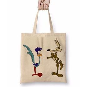 Baskı Dükkanı Road Runner ve Coyote Bez Çanta