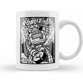 Baskı Dükkanı Robot Attack Comic Style Kupa