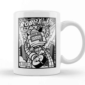 Baskı Dükkanı Robot Attack Comic Style Kupa