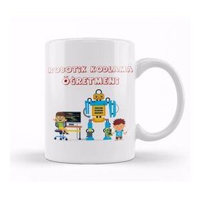 Baskı Dükkanı Robotik Kodlama Öğretmeni Porselen 330 ml Beyaz Kupa Bardak