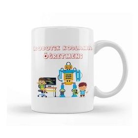 Baskı Dükkanı Robotik Kodlama Öğretmeni Porselen 330 ml Beyaz Kupa Bardak