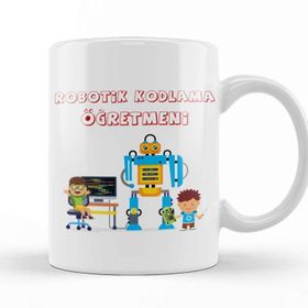 Baskı Dükkanı Robotik Kodlama Öğretmeni Porselen 330 ml Beyaz Kupa Bardak