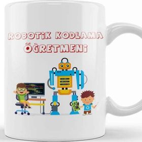 Baskı Dükkanı Robotik Kodlama Öğretmeni Porselen 330 ml Beyaz Kupa Bardak