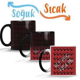 Baskı Dükkanı Rock in Roll Fashion Müzik Sihirli Porselen Kupa