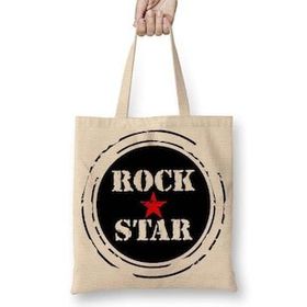Baskı Dükkanı Rock Star Kırmızı Yıldız Bez Çanta