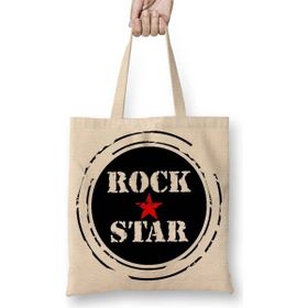 Baskı Dükkanı Rock Star Kırmızı Yıldız Bez Çanta