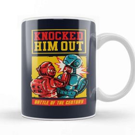 Baskı Dükkanı Rockem Sockem Robots Knock Out Pixel Art Kupa