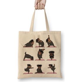 Baskı Dükkanı Rottweiler Yoga Rotfaydır Pug Köpek Yoga Bez Çanta