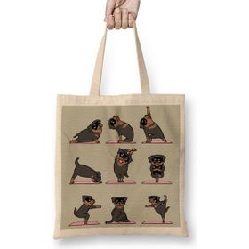 Baskı Dükkanı Rottweiler Yoga Rotfaydır Pug Köpek Yoga Bez Çanta