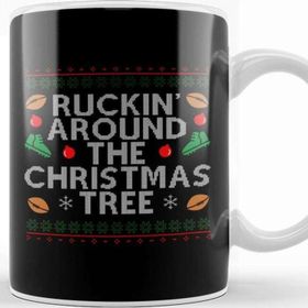 Baskı Dükkanı Rugby Ruckin Around The Christmas Tree Kupa