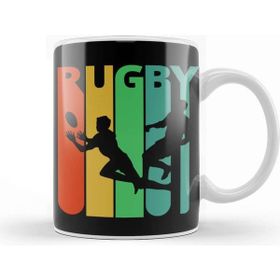 Baskı Dükkanı Rugby Silhouette Retro Design Kupa
