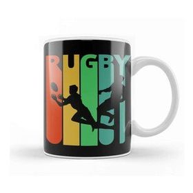 Baskı Dükkanı Rugby Silhouette Retro Design Kupa