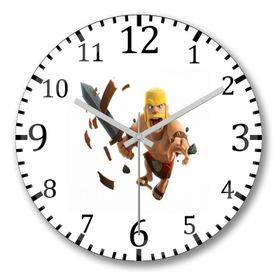 Baskı Dükkanı S2927 Clash Of Clans Barbaro War Bombeli Gerçek Cam Duvar Saati
