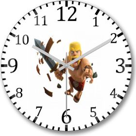 Baskı Dükkanı S2927 Clash Of Clans Barbaro War Bombeli Gerçek Cam Duvar Saati