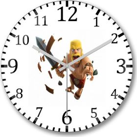 Baskı Dükkanı S2927 Clash Of Clans Barbaro War Bombeli Gerçek Cam Duvar Saati