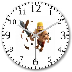 Baskı Dükkanı S2927 Clash Of Clans Barbaro War Bombeli Gerçek Cam Duvar Saati