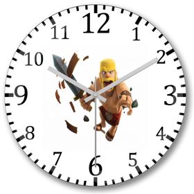 Baskı Dükkanı S2927 Clash Of Clans Barbaro War Bombeli Gerçek Cam Duvar Saati