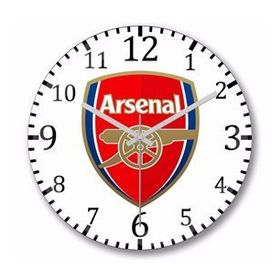 Baskı Dükkanı S7311 Arsenal Logo Bombeli Gerçek Cam Duvar Saati