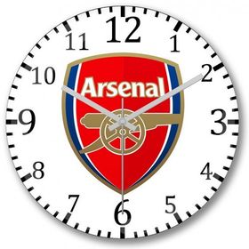 Baskı Dükkanı S7311 Arsenal Logo Bombeli Gerçek Cam Duvar Saati