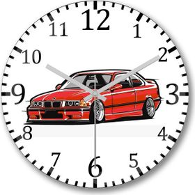 Baskı Dükkanı S8773 Bmw Stanced Out E36 Red Bombeli Gerçek Cam Duvar Saati