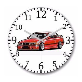 Baskı Dükkanı S8773 Bmw Stanced Out E36 Red Bombeli Gerçek Cam Duvar Saati