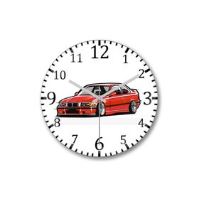 Baskı Dükkanı S8773 Bmw Stanced Out E36 Red Bombeli Gerçek Cam Duvar Saati