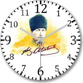 Baskı Dükkanı S955 Mustafa Kemal Atatürk Türk Bayrağı Duvar Saati