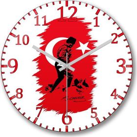 Baskı Dükkanı S955 Mustafa Kemal Atatürk Türk Bayrağı Duvar Saati