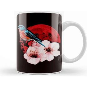 Baskı Dükkanı Sakura Japan Cherry Blossom Tree Nature Japanese Art Bird Kupa