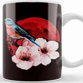 Baskı Dükkanı Sakura Japan Cherry Blossom Tree Nature Japanese Art Bird Kupa