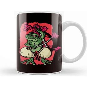 Baskı Dükkanı Samurai Frog Kendo Katana Cherry Blossom Tree Sakura Japan Kupa