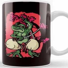 Baskı Dükkanı Samurai Frog Kendo Katana Cherry Blossom Tree Sakura Japan Kupa