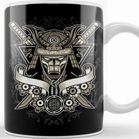Baskı Dükkanı Samurai Helmet Floral Emblem Kupa