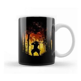 Baskı Dükkanı Samurai Ronin Forest Sun Raise Vector Yellow Kupa