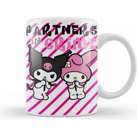 Baskı Dükkanı Sanrio Kuromi And My Melody Porselen 330 ml Beyaz Kupa Bardak