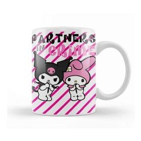 Baskı Dükkanı Sanrio Kuromi And My Melody Porselen 330 ml Beyaz Kupa Bardak