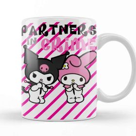 Baskı Dükkanı Sanrio Kuromi And My Melody Porselen 330 ml Beyaz Kupa Bardak