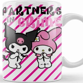 Baskı Dükkanı Sanrio Kuromi And My Melody Porselen 330 ml Beyaz Kupa Bardak
