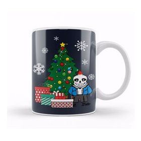 Baskı Dükkanı Sans Around The Christmas Tree Undertale Porselen 330 ml Beyaz Kupa Bardak