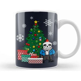 Baskı Dükkanı Sans Around The Christmas Tree Undertale Porselen 330 ml Beyaz Kupa Bardak
