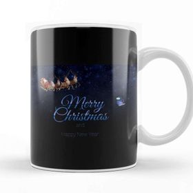 Baskı Dükkanı Santa Claus Merry Christmas Gift Porselen 330 ml Beyaz Kupa Bardak