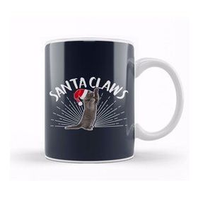 Baskı Dükkanı Santa Claws Christmas Cat Porselen 330 ml Beyaz Kupa Bardak