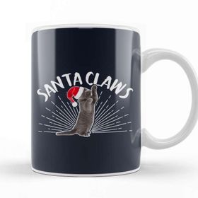 Baskı Dükkanı Santa Claws Christmas Cat Porselen 330 ml Beyaz Kupa Bardak