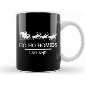 Baskı Dükkanı Santa Ho Ho Homies Lapland Porselen 330 ml Beyaz Kupa Bardak