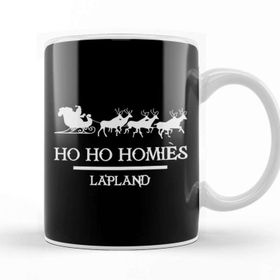 Baskı Dükkanı Santa Ho Ho Homies Lapland Porselen 330 ml Beyaz Kupa Bardak