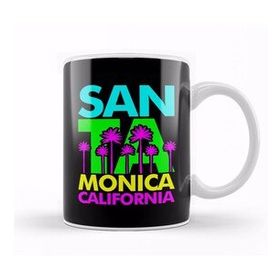 Baskı Dükkanı Santa Monica Bright Palm Trees Porselen 330 ml Beyaz Kupa Bardak